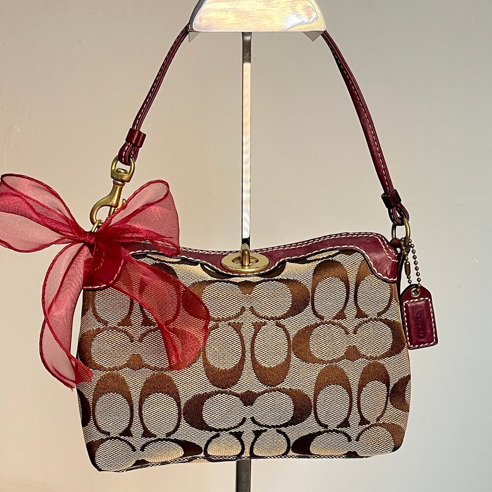 Coach Purple Signature Mini Turnlock Wristlet